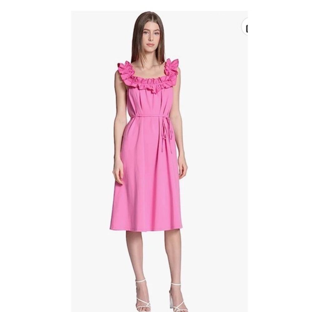 Donna Morgan Pink Ruffle Off Shoulder‎ Swing Dress Size US 12 READ